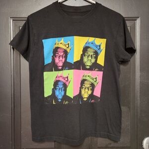 Notorious B.I.G. Biggie Smalls Pop Art Graphic T-Shirt Black Size Small Rap Tee